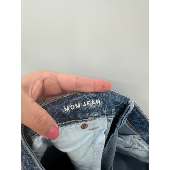 American Eagle Stretch Mom Jean Solid Blue Stretch Denim Size 18 Regular - Picture 7 of 12